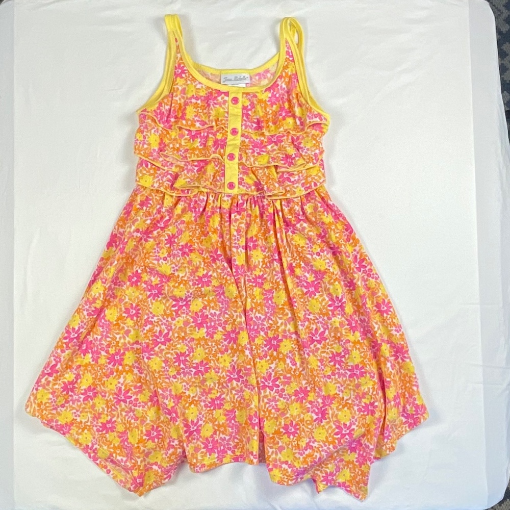 Jona Michelle Pink and Yellow Sundress with handkerchief hemline Size 10 - Picture 3 of 7